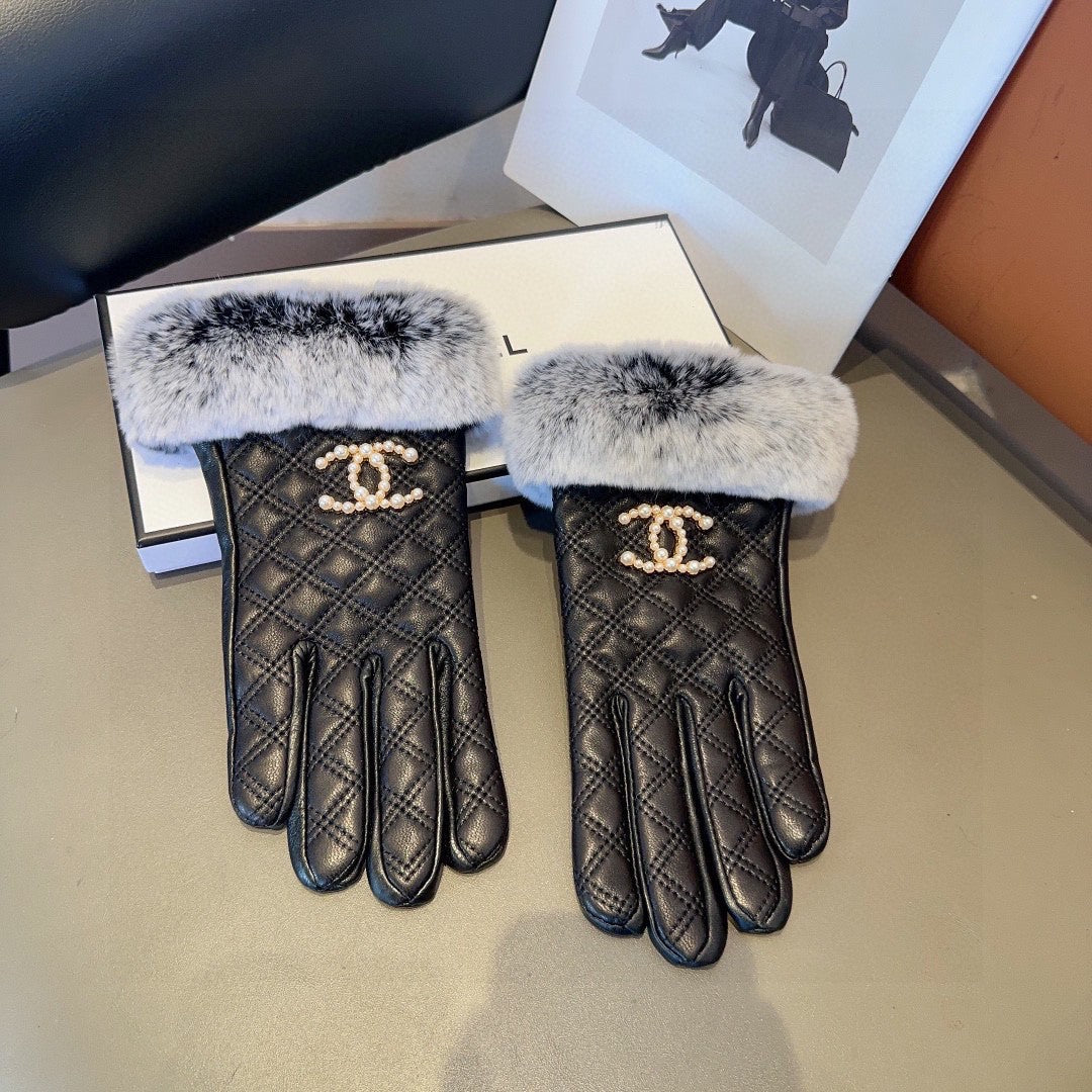 Guantes de piel de oveja con forro de piel de conejo