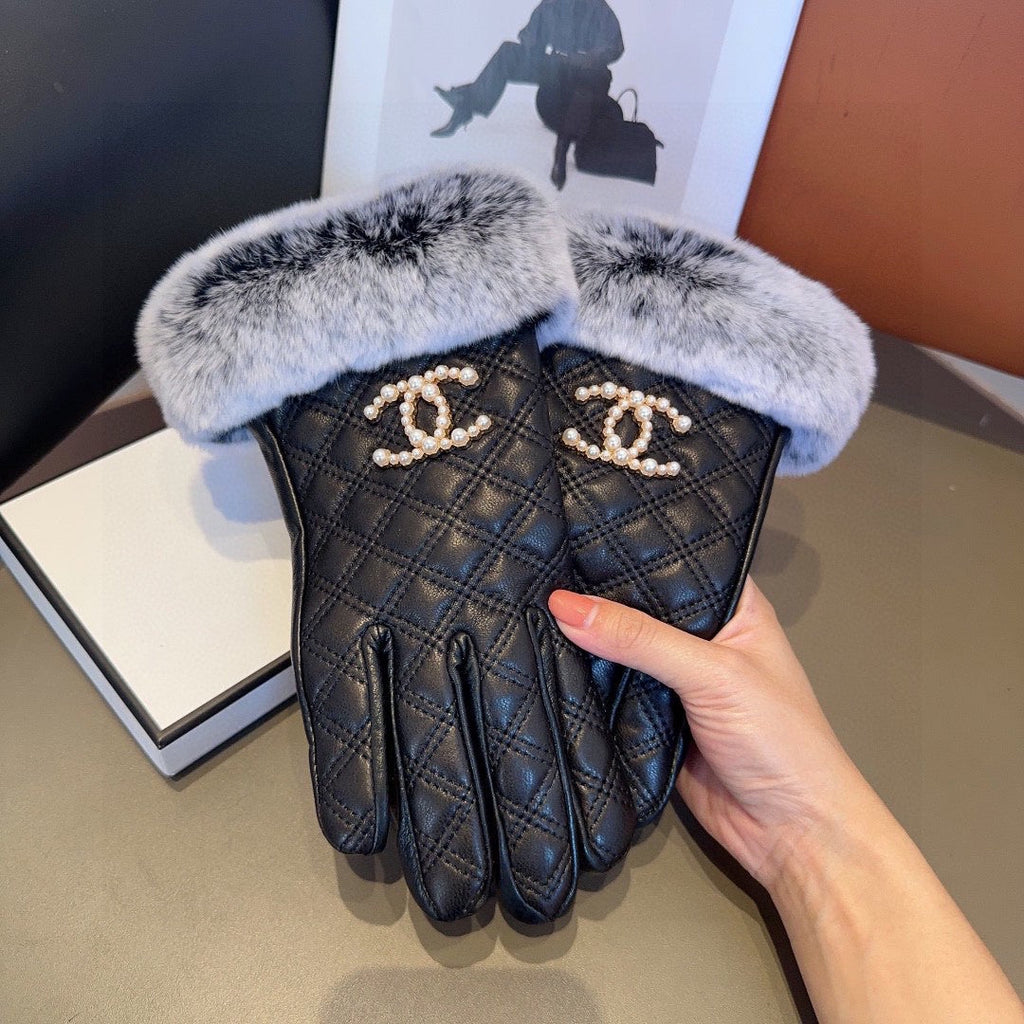Guantes de piel de oveja con forro de piel de conejo