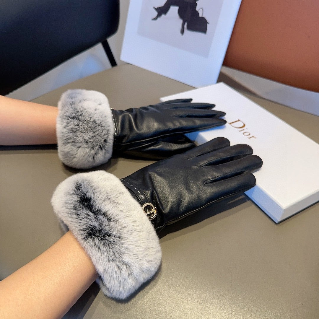 Guantes de piel de oveja con forro de piel de conejo