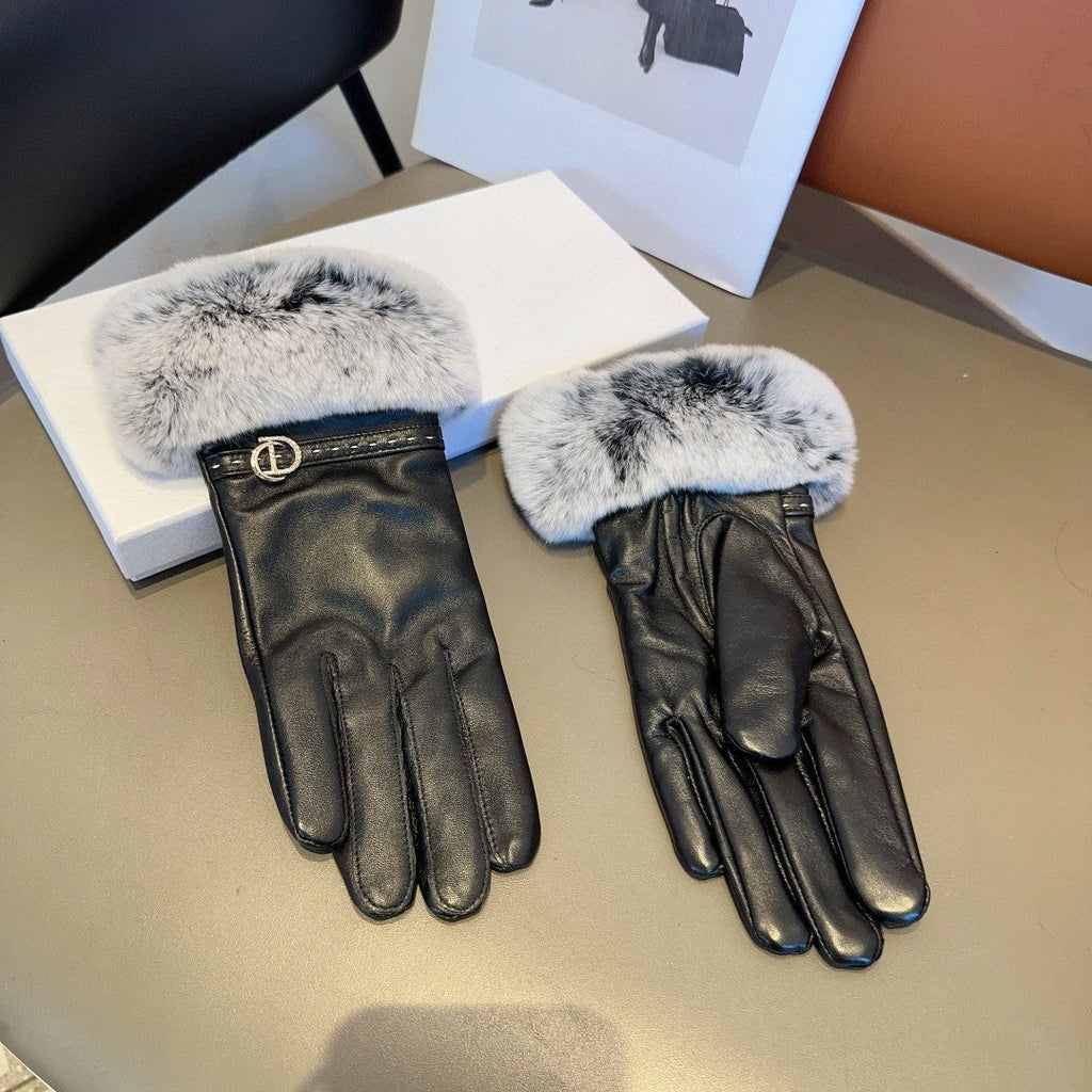 Guantes de piel de oveja con forro de piel de conejo
