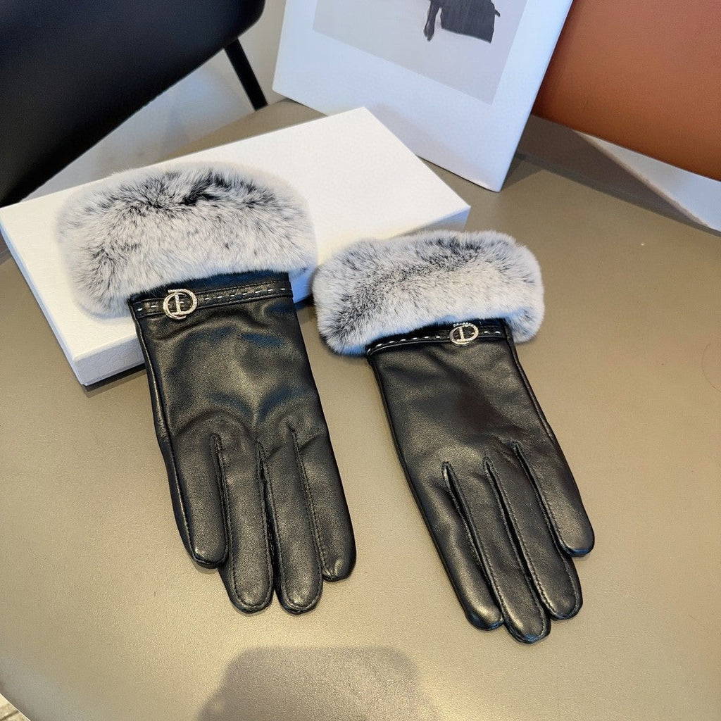 Guantes de piel de oveja con forro de piel de conejo