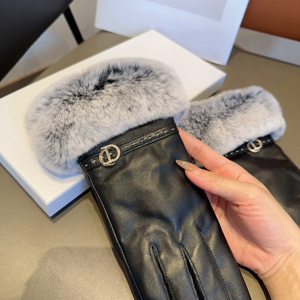 Guantes de piel de oveja con forro de piel de conejo
