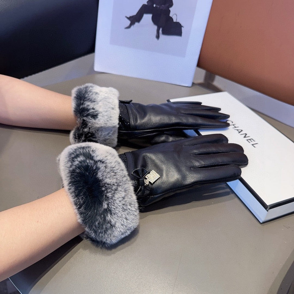 Guantes de piel de oveja de alta calidad con forro de piel de conejo