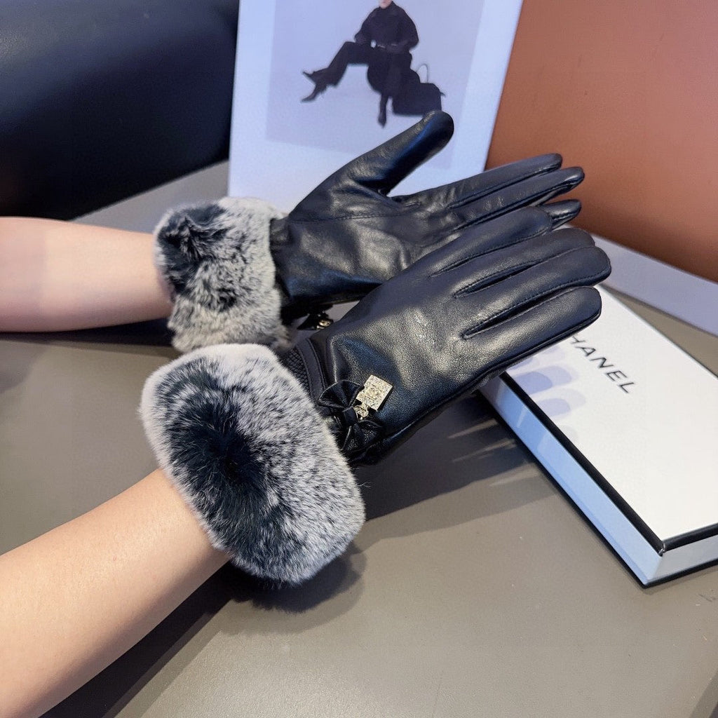 Guantes de piel de oveja de alta calidad con forro de piel de conejo