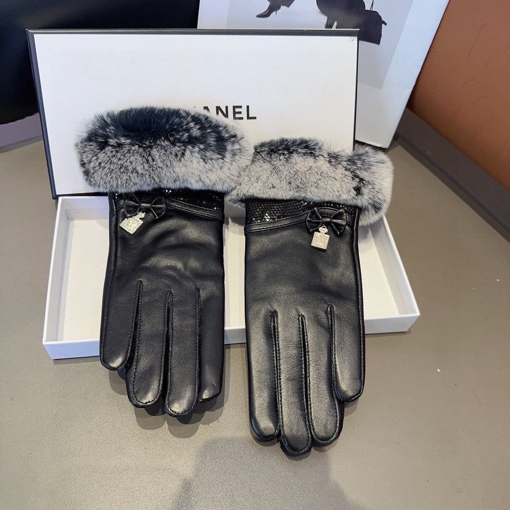 Guantes de piel de oveja de alta calidad con forro de piel de conejo