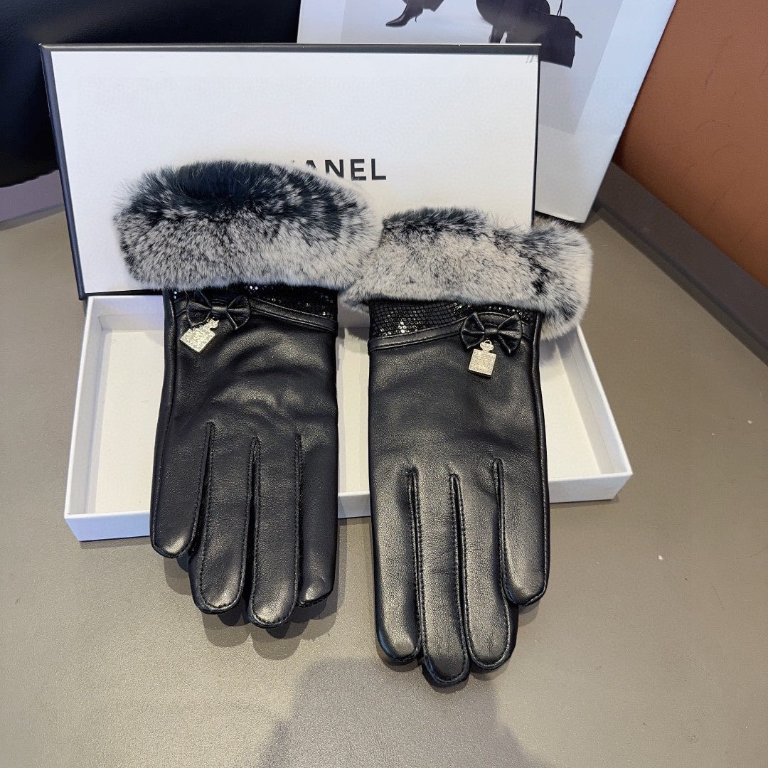 Guantes de piel de oveja de alta calidad con forro de piel de conejo