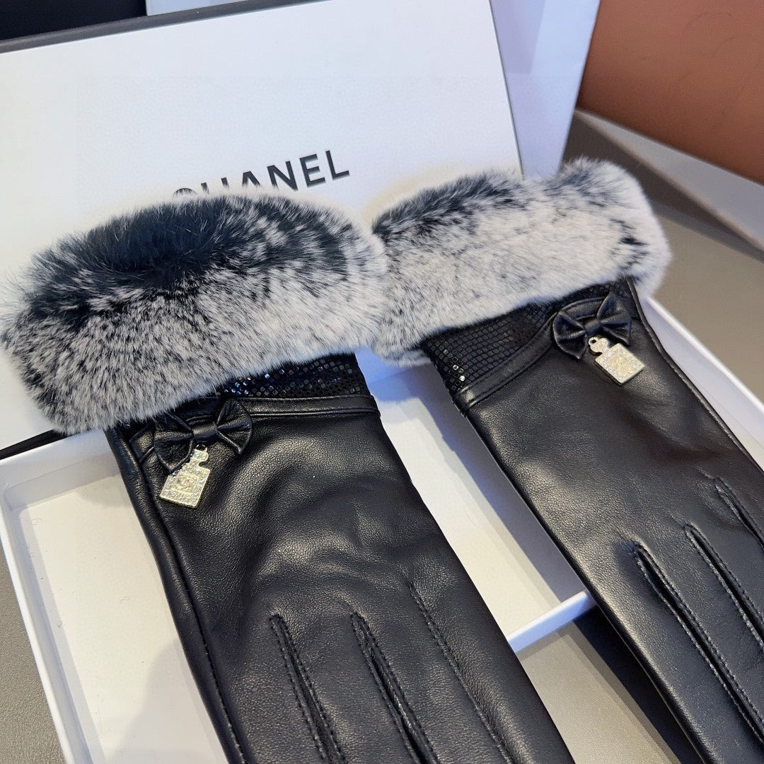 Guantes de piel de oveja de alta calidad con forro de piel de conejo