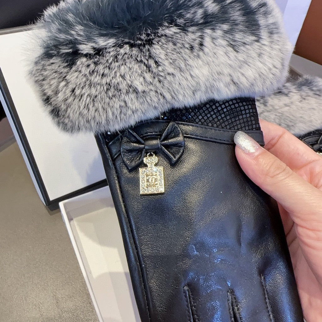 Guantes de piel de oveja de alta calidad con forro de piel de conejo