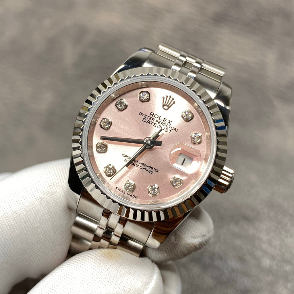 Reloj automático de 28 mm con esfera rosa langosta