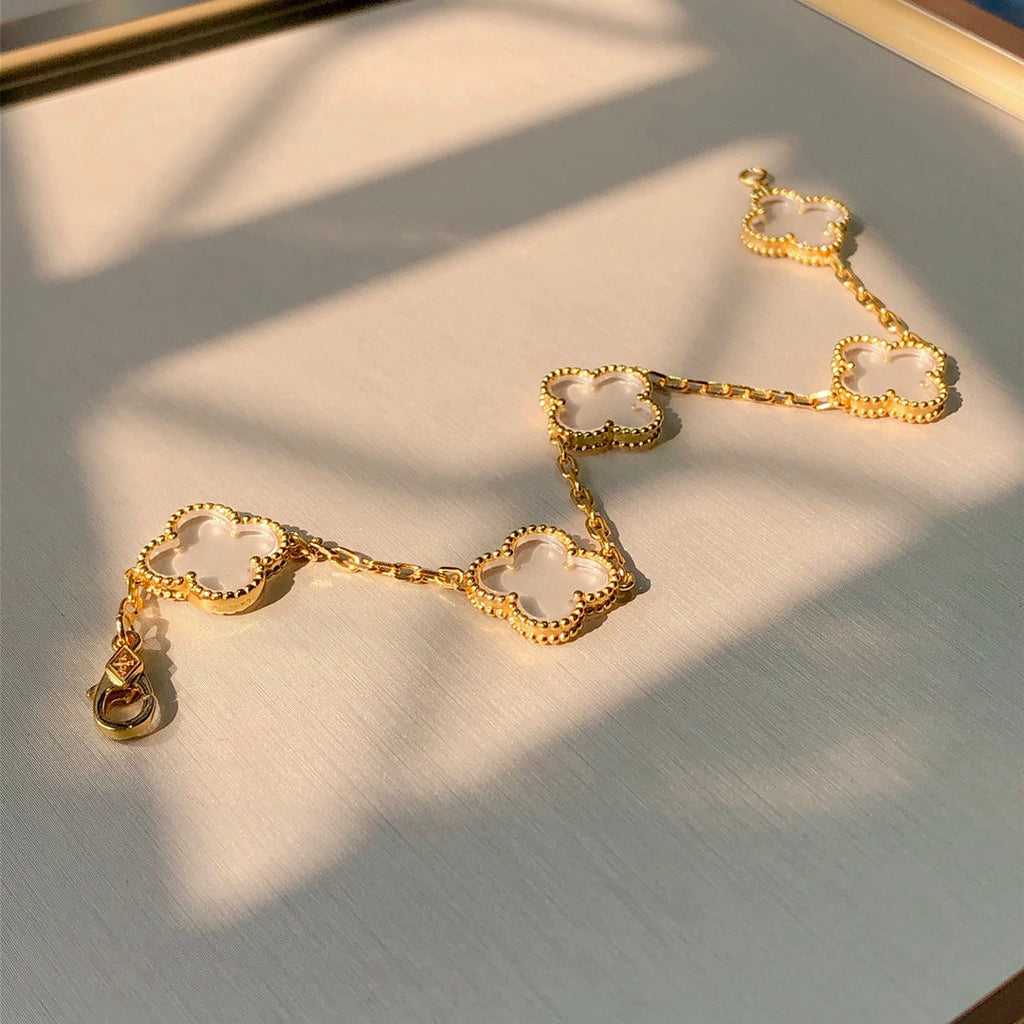 Pulsera de cristal de cinco flores