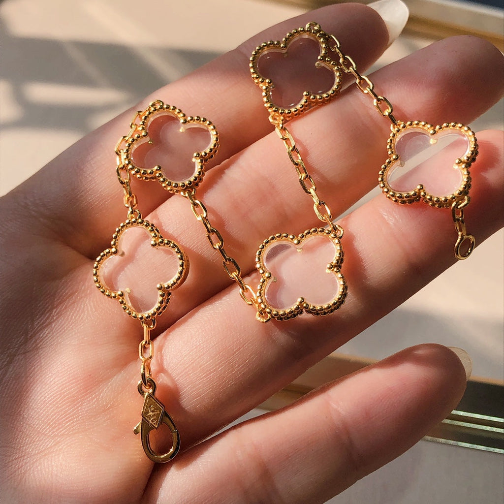 Pulsera de cristal de cinco flores
