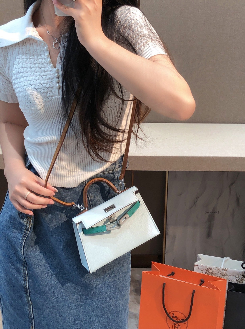 28 Tricolor Leather Bag