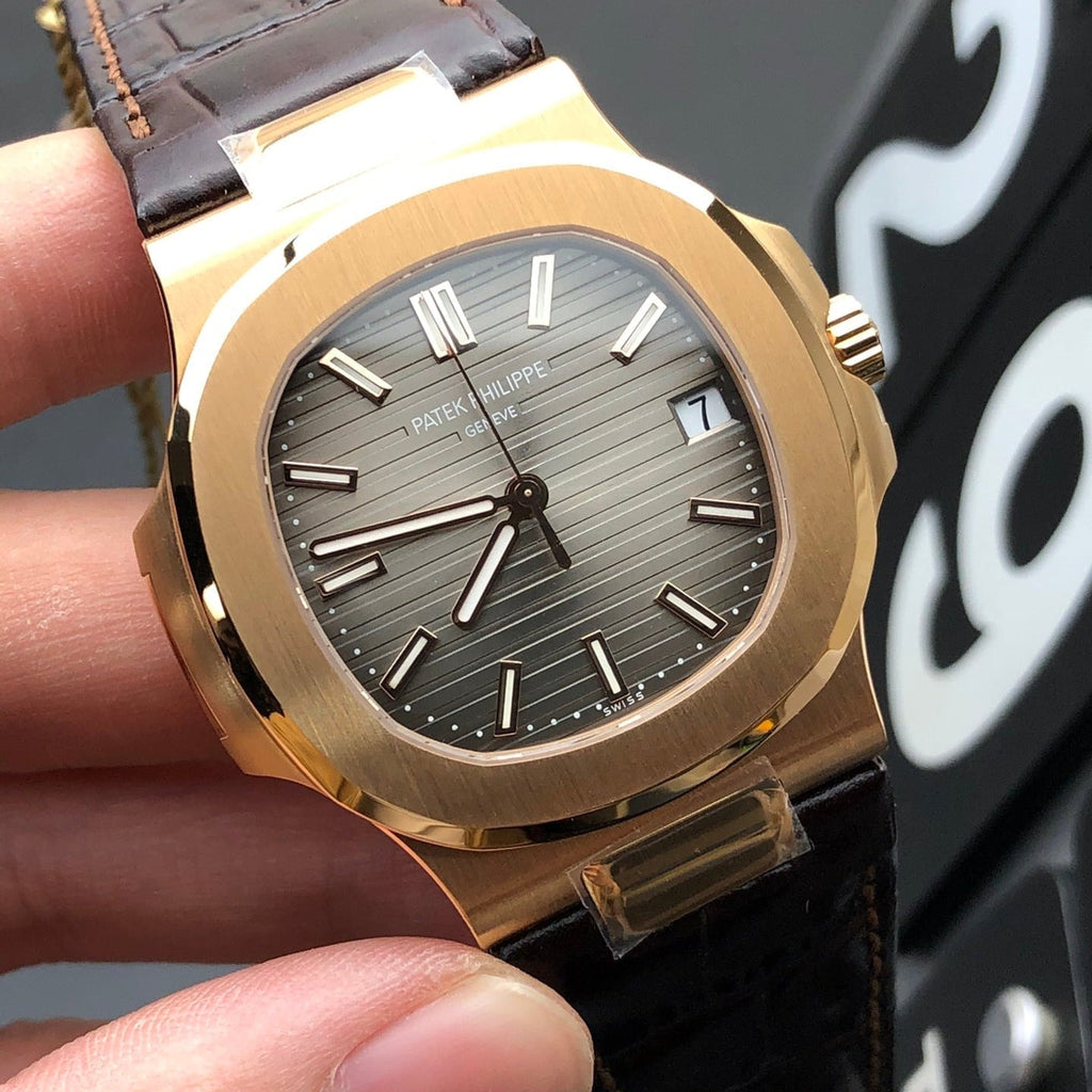 Reloj de pulsera de 40 mm con correa de cuero color oro rosa