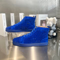 Zapatillas deportivas de lujo azules de caña alta con tachuelas