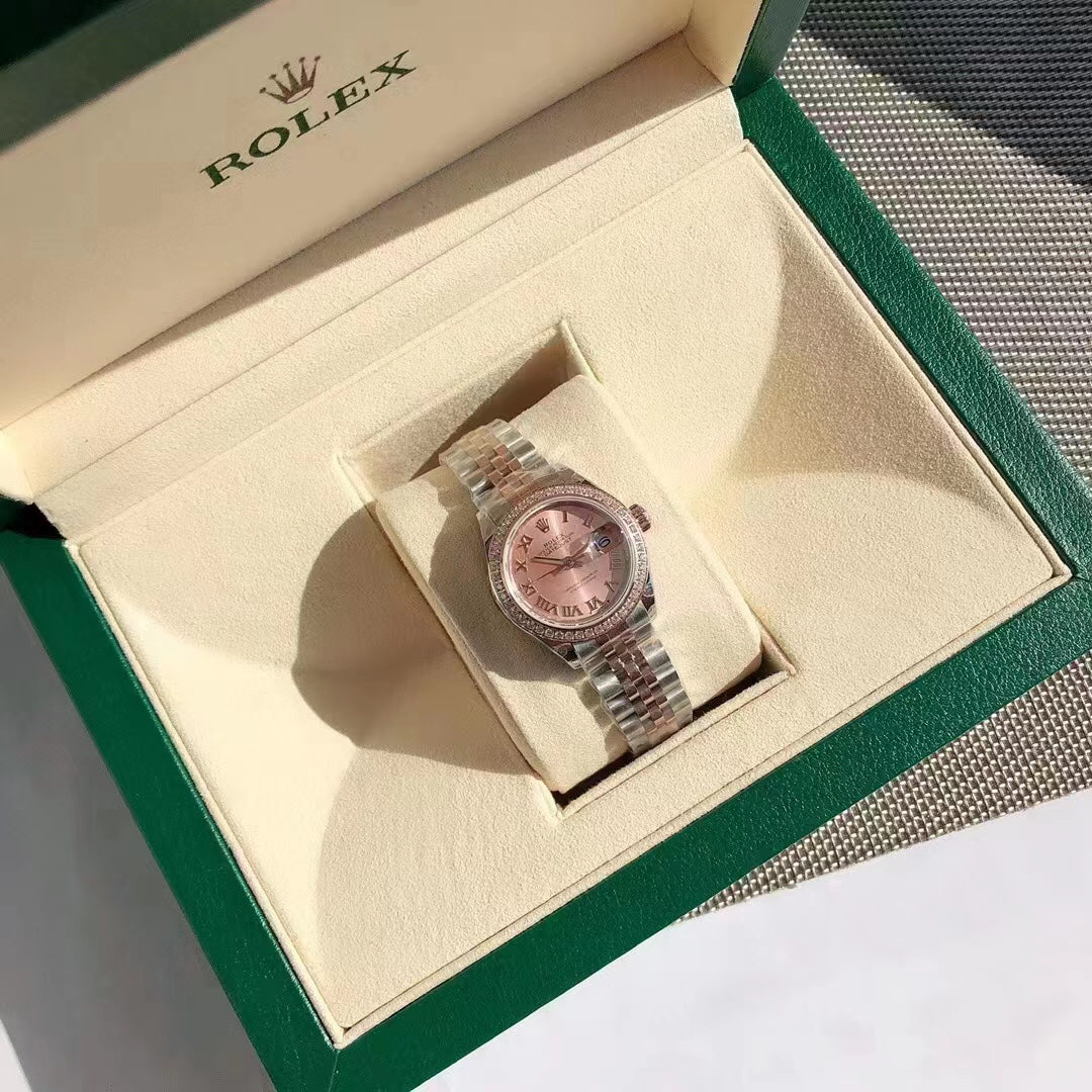 Reloj con esfera bicolor rosa