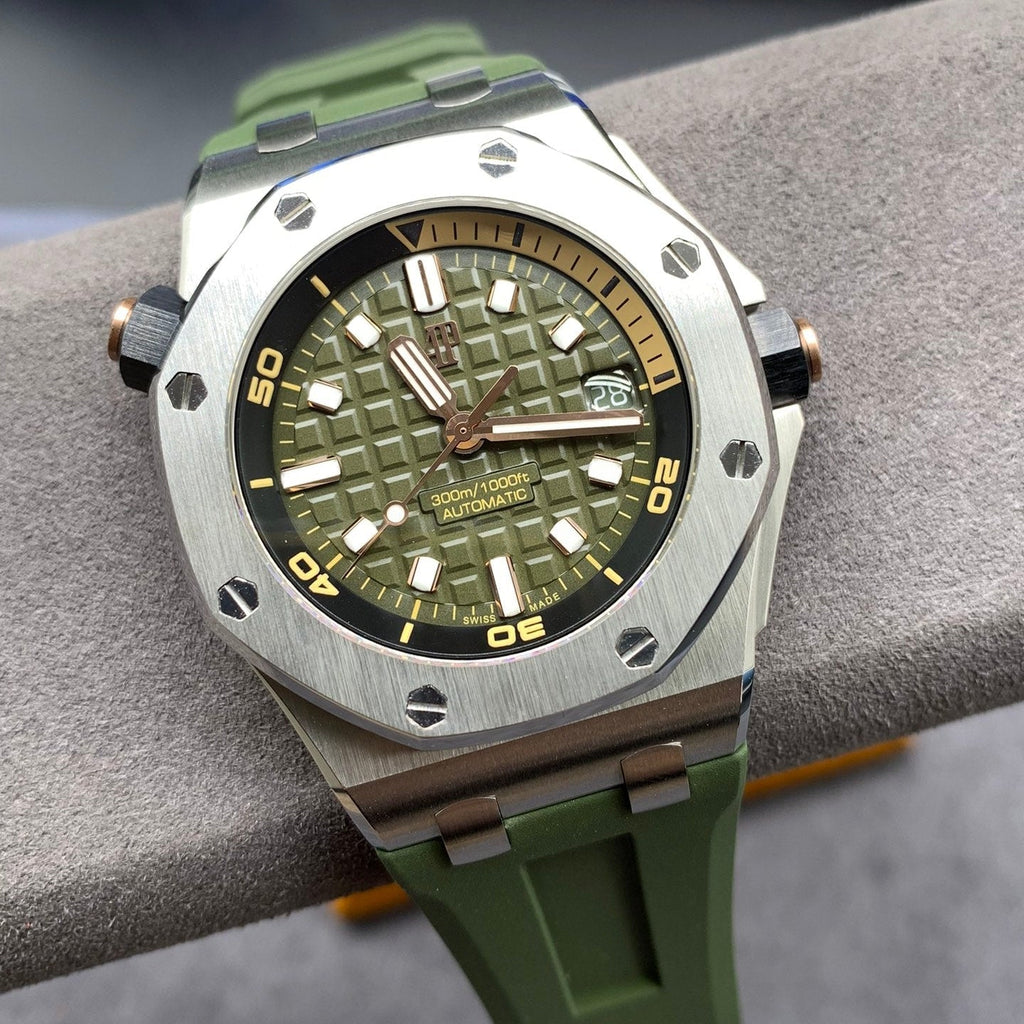 Reloj automático de buceo verde de 42 mm