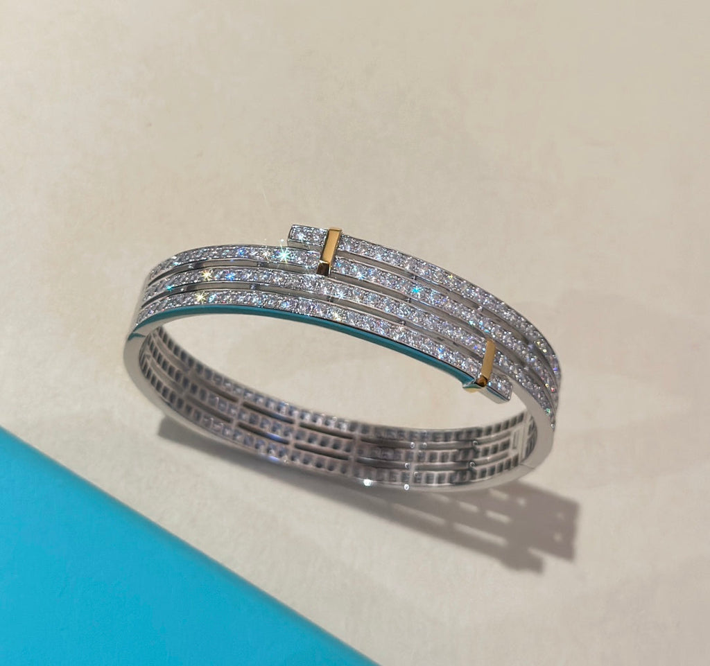 Pulsera de diamantes bicolor