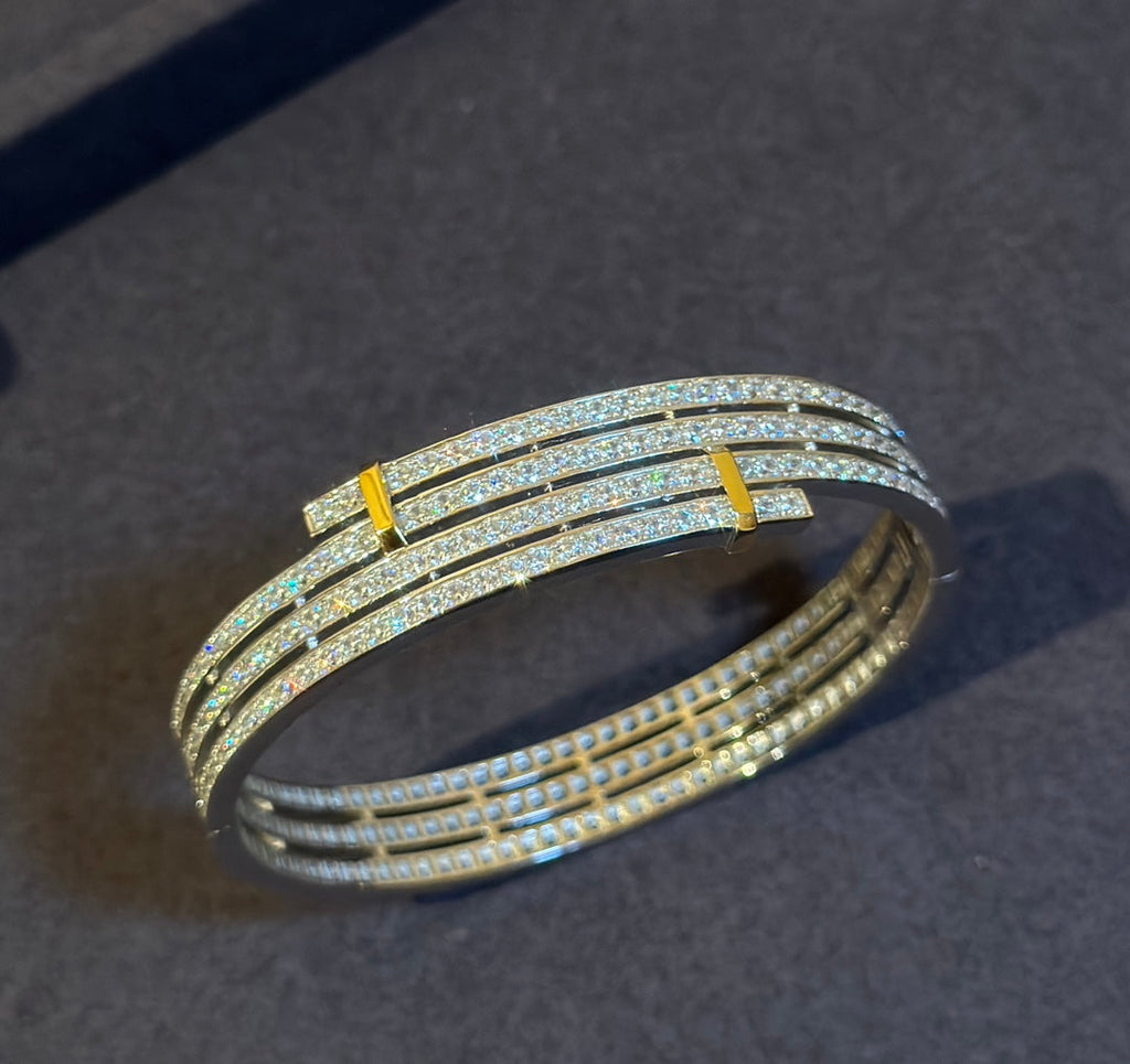 Pulsera de diamantes bicolor