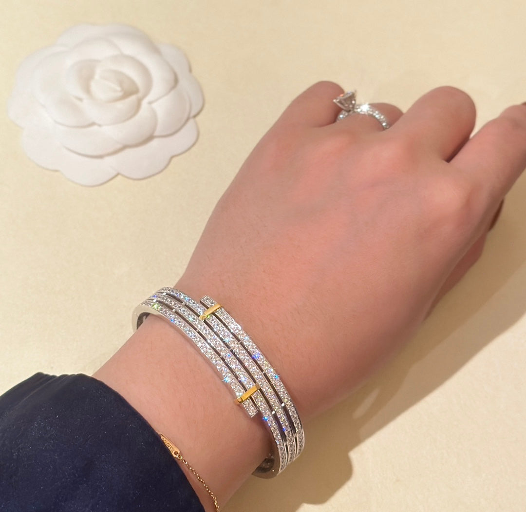 Pulsera de diamantes bicolor