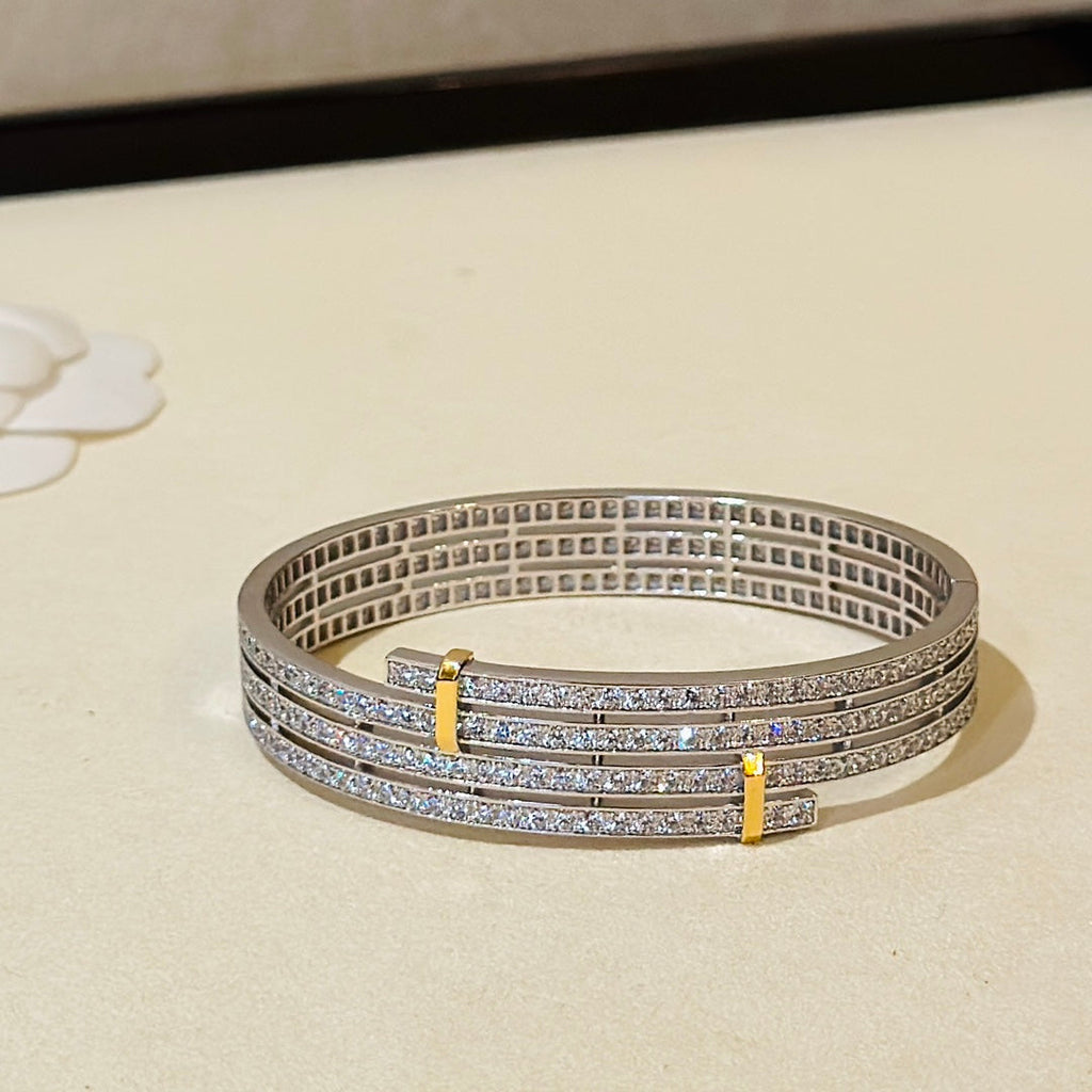Pulsera de diamantes bicolor