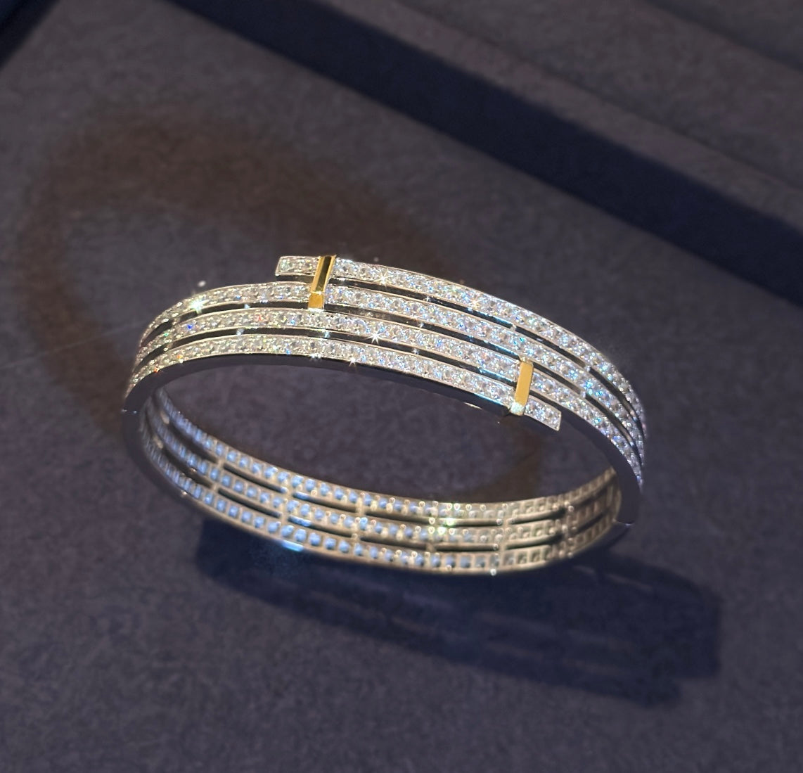 Pulsera de diamantes bicolor