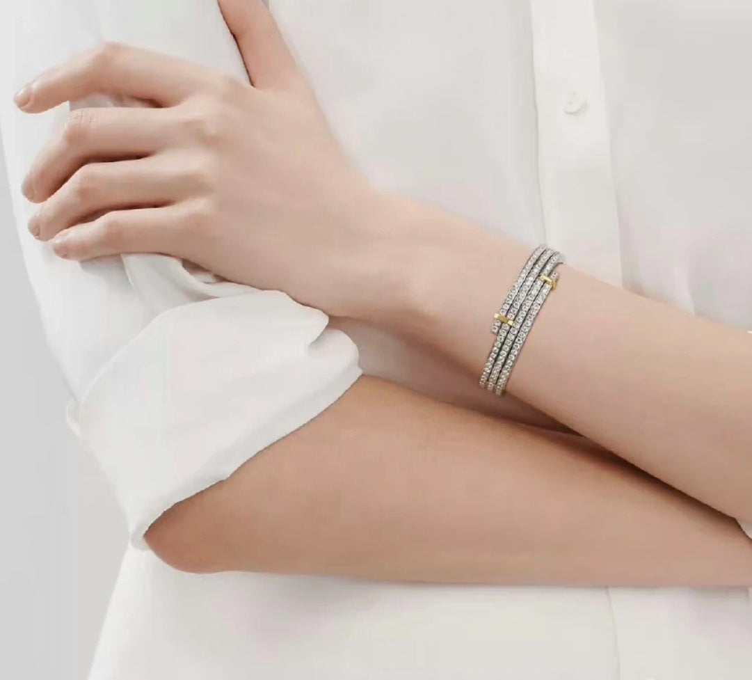 Pulsera de diamantes bicolor