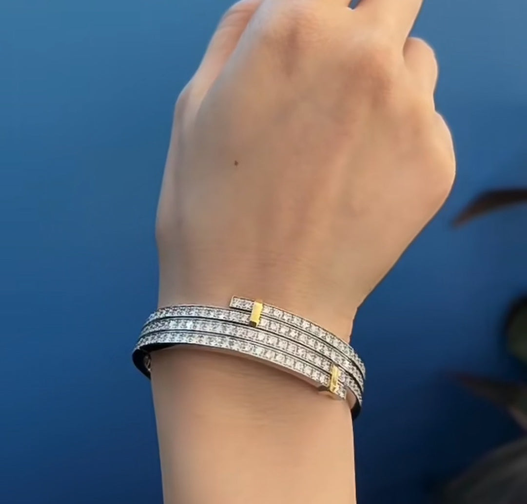 Pulsera de diamantes bicolor