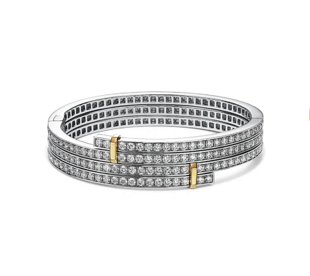 Pulsera de diamantes bicolor