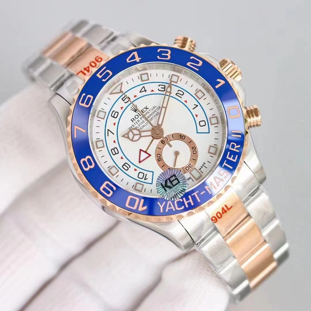 Reloj automático con bisel de cerámica azul de 44 mm