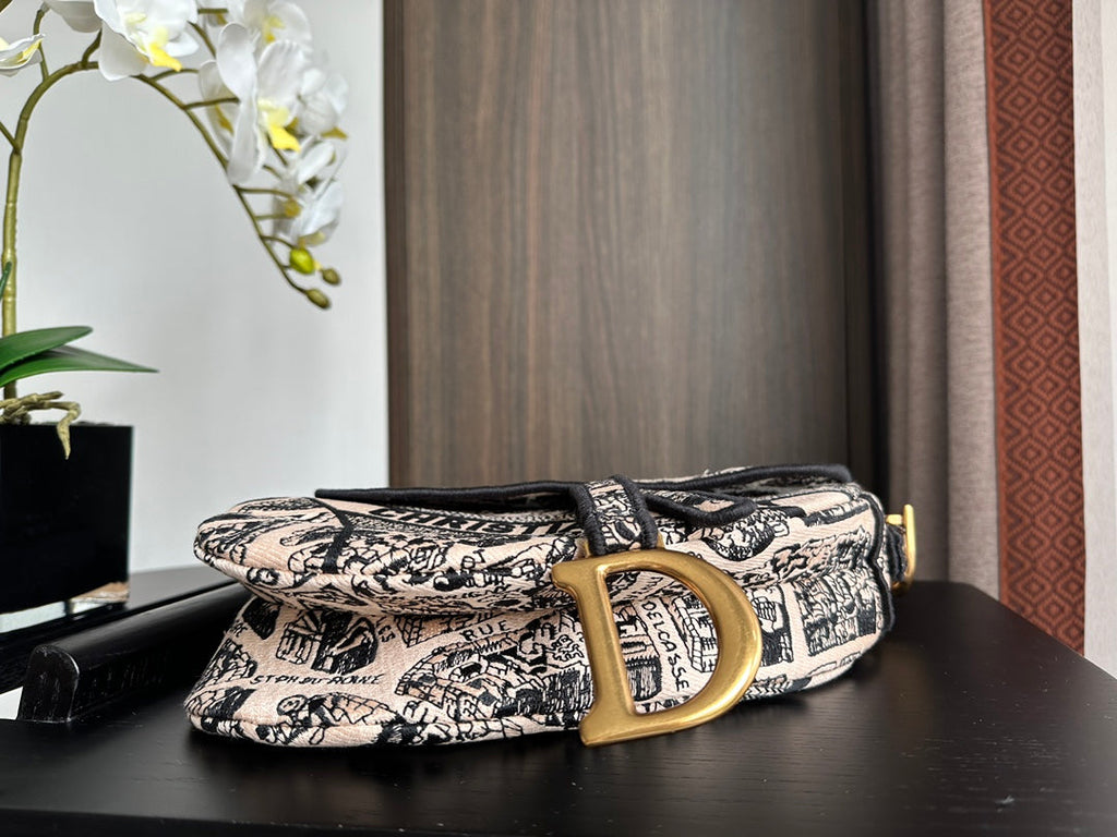 Bolso bandolera de mezclilla negra bordada con flecos – 25,5 cm