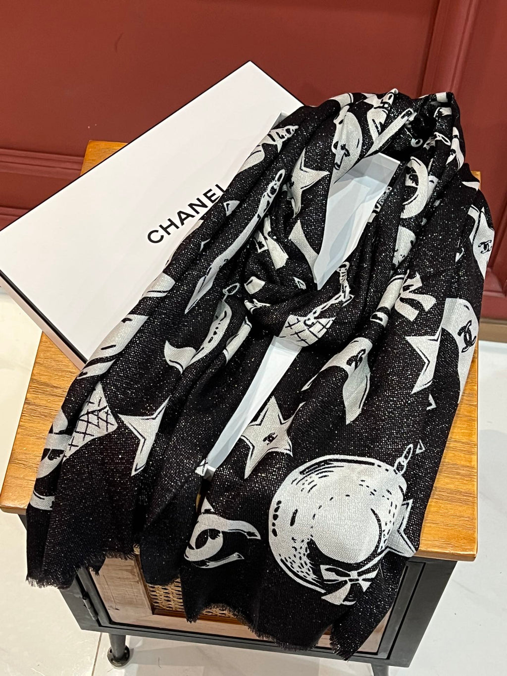 Bufanda de cachemir con doble estampado