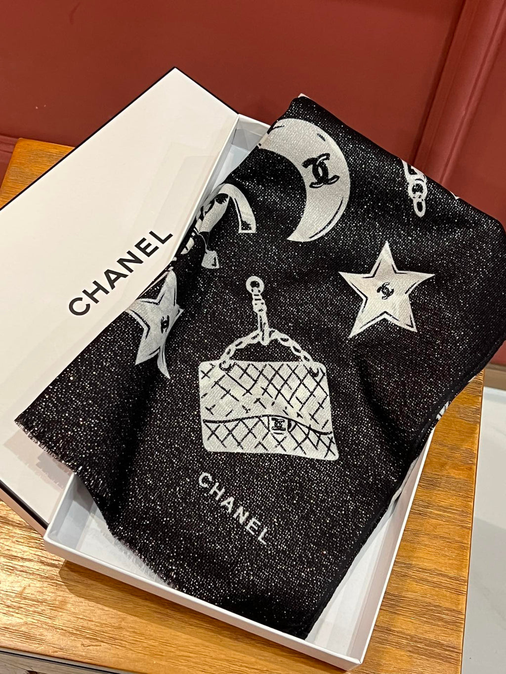 Bufanda de cachemir con doble estampado