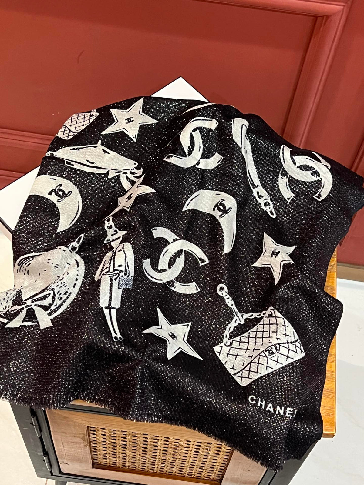 Bufanda de cachemir con doble estampado