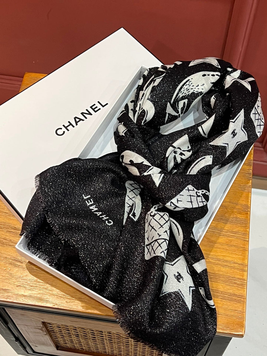 Bufanda de cachemir con doble estampado