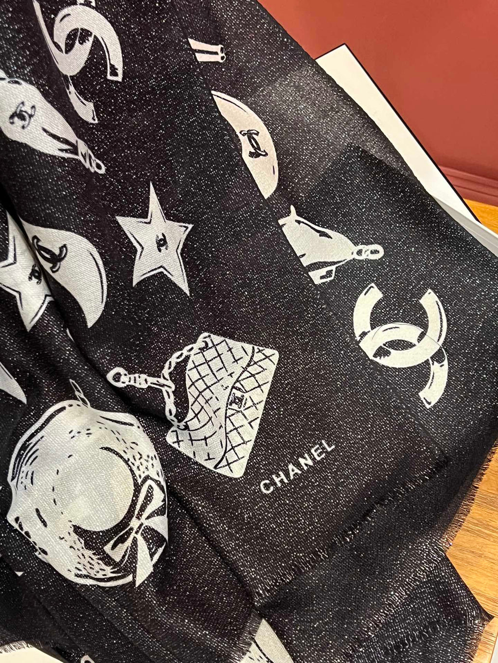 Bufanda de cachemir con doble estampado