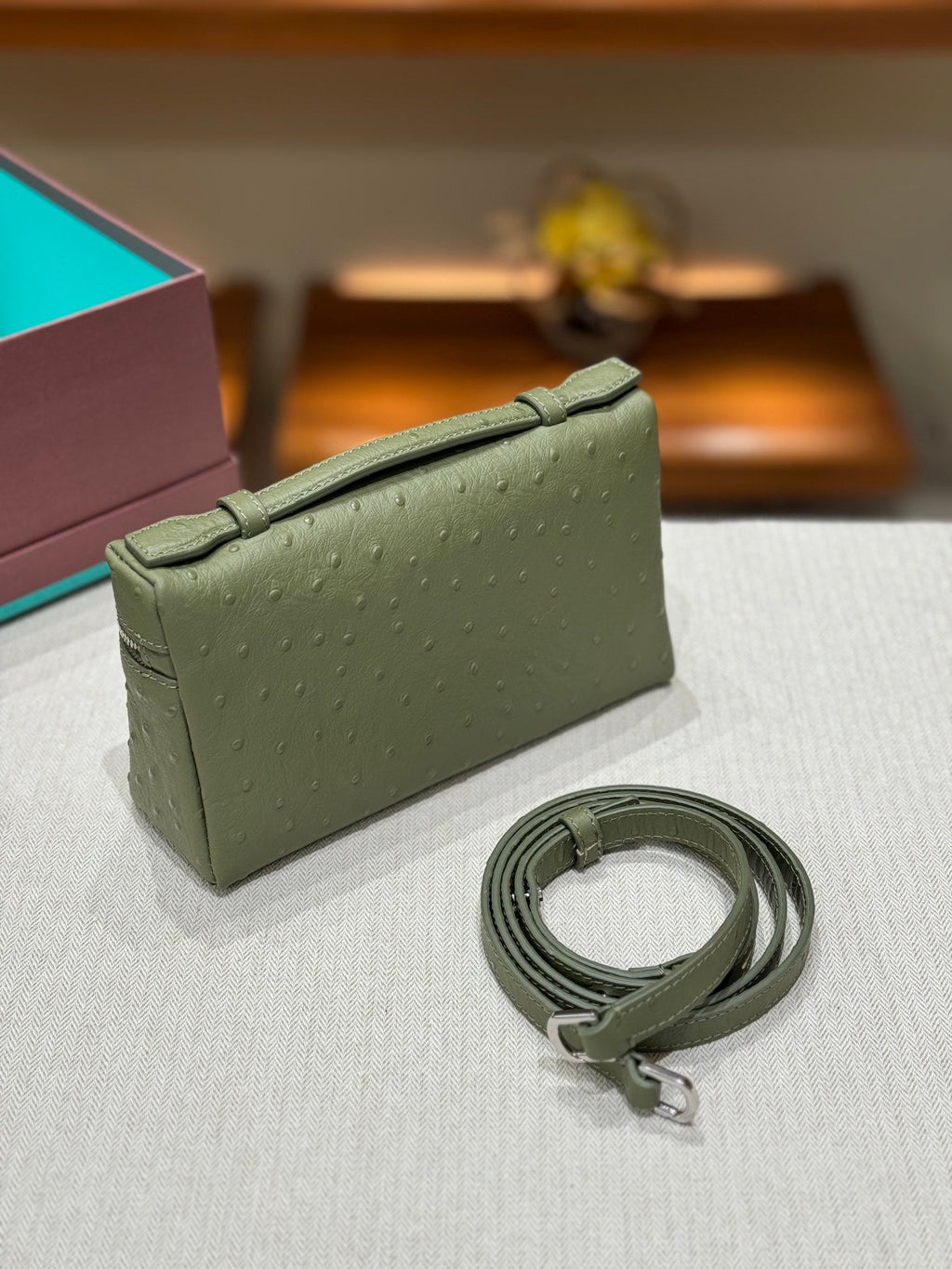 Bolso de mano Loro de piel de avestruz 19
