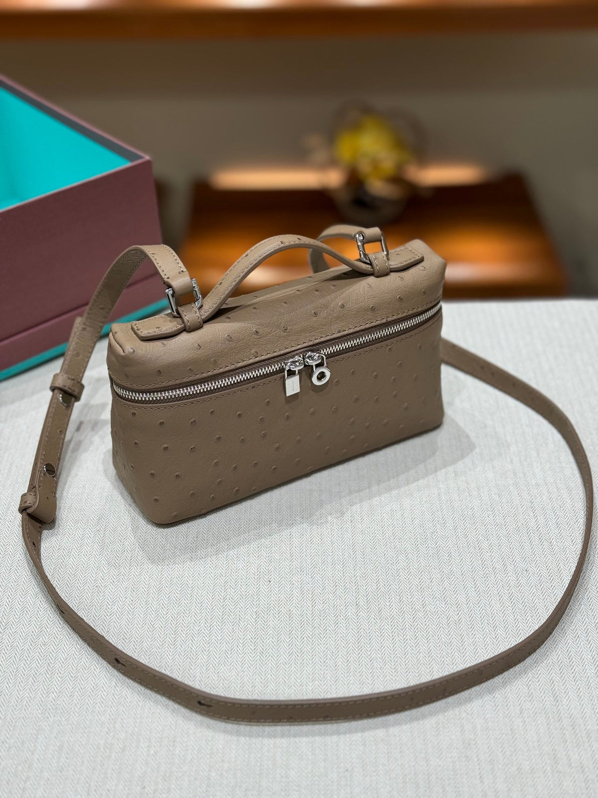 Bolso de mano Loro de piel de avestruz 19