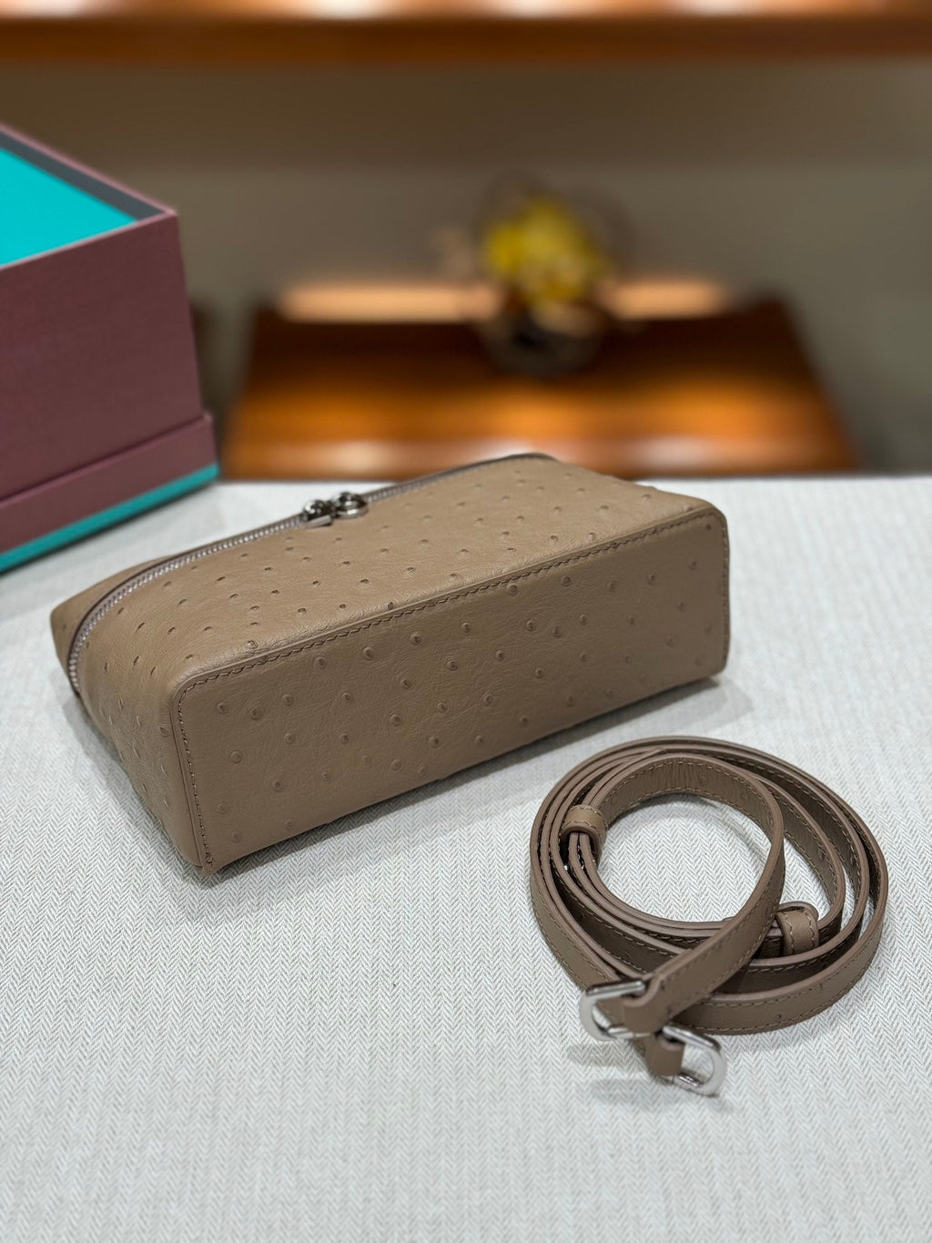 Bolso de mano Loro de piel de avestruz 19