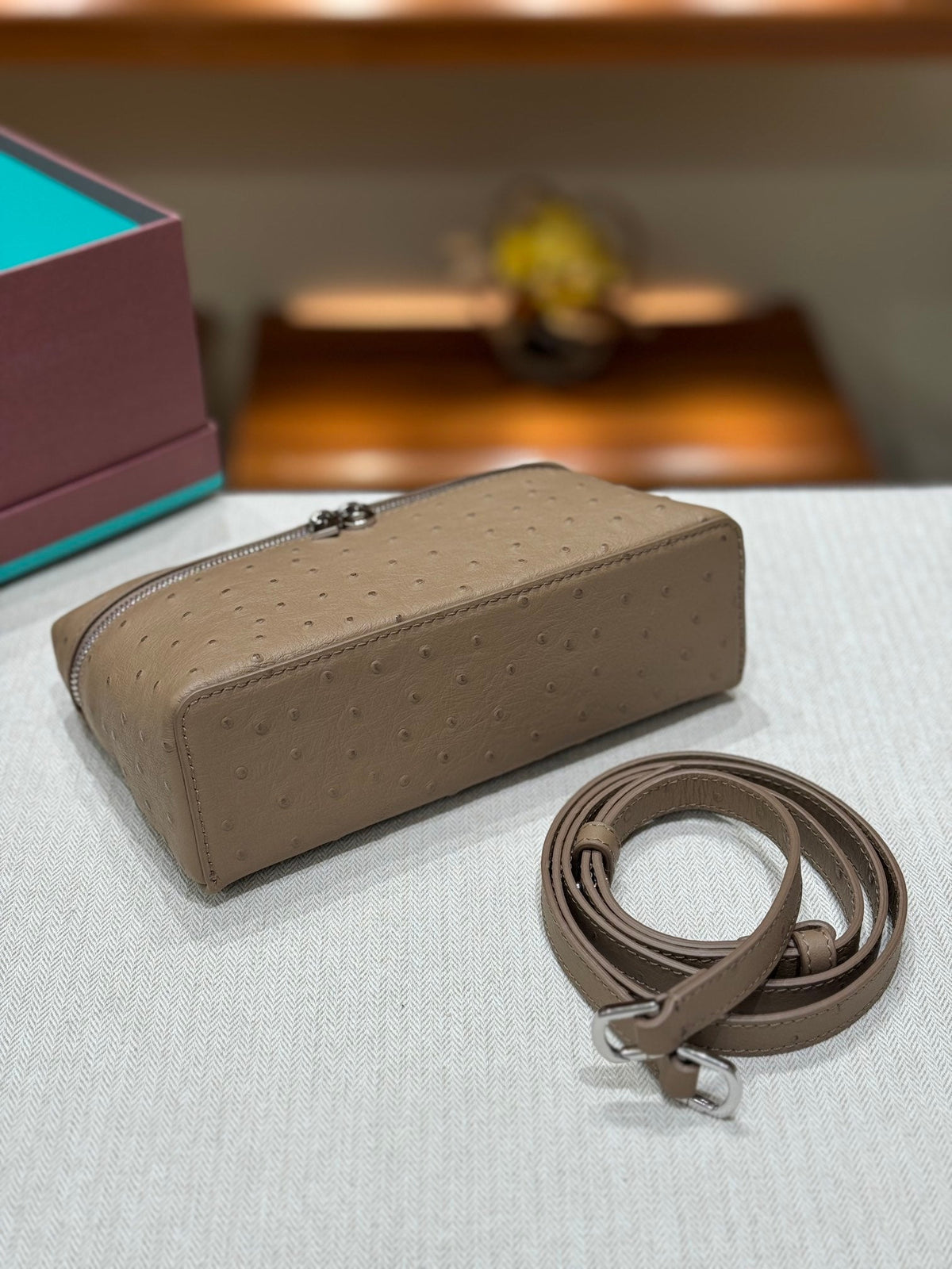 Bolso de mano Loro de piel de avestruz 19