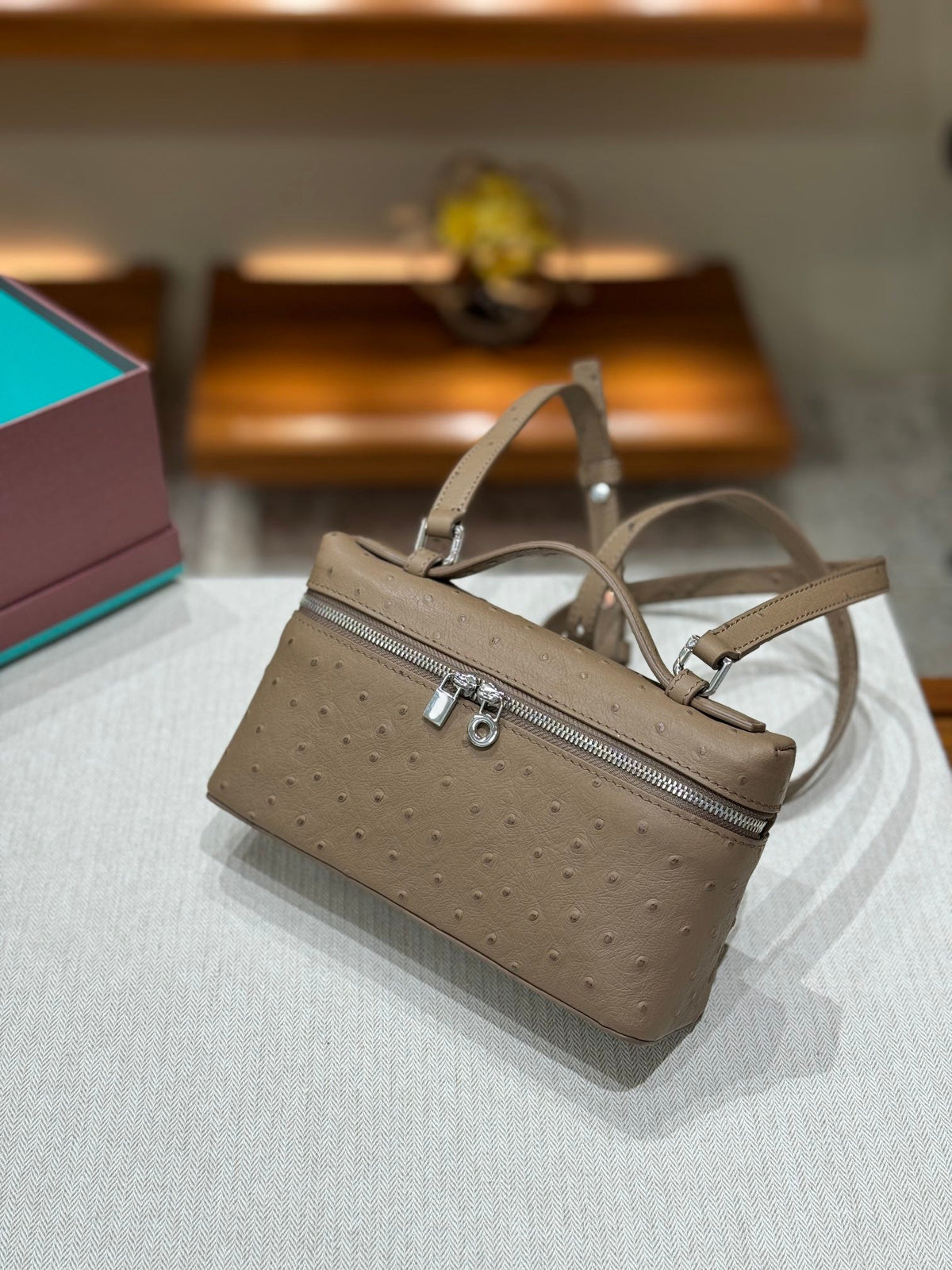 Bolso de mano Loro de piel de avestruz 19
