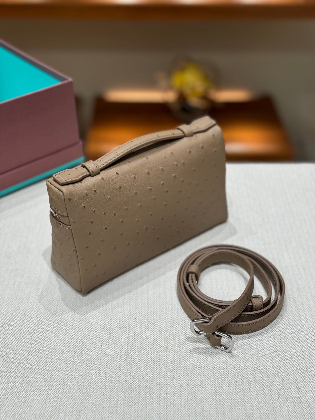 Bolso de mano Loro de piel de avestruz 19