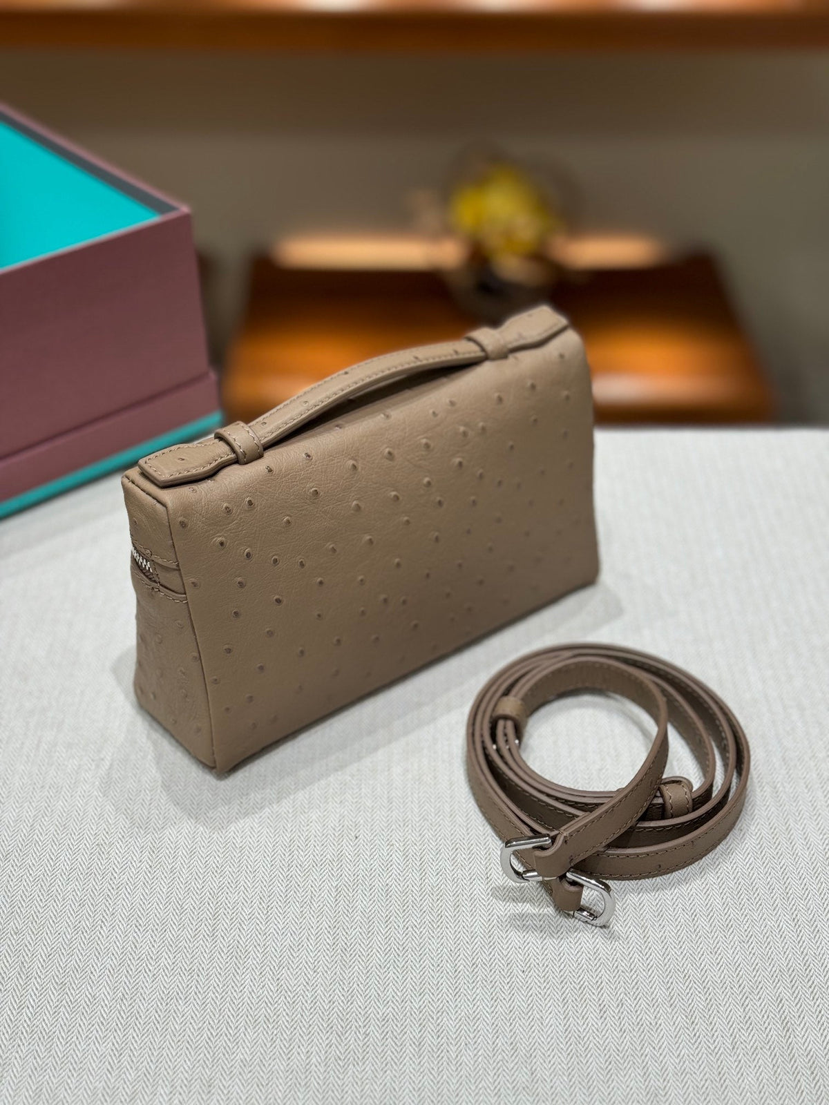 Bolso de mano Loro de piel de avestruz 19