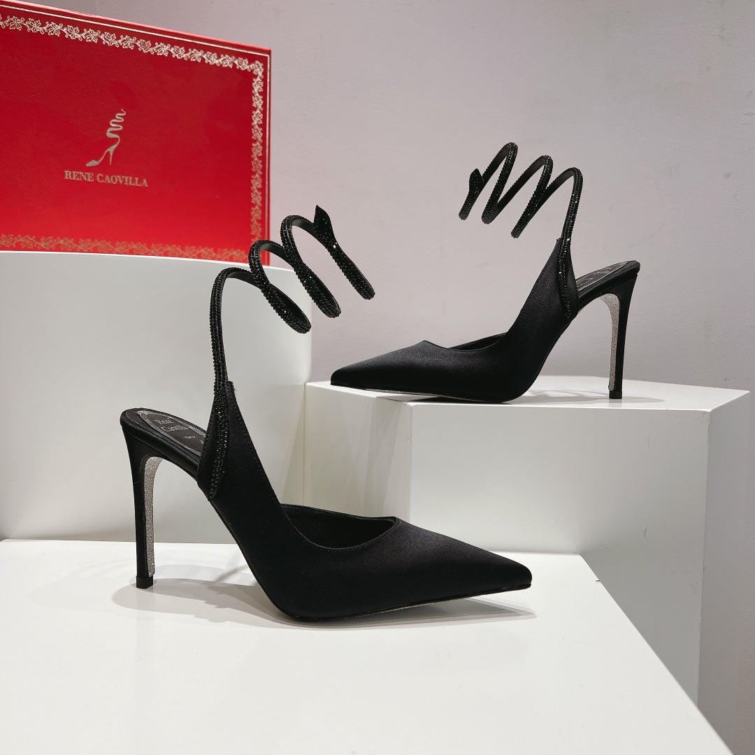 Zapatos de tacón con tira trasera y diseño de serpiente Cleo