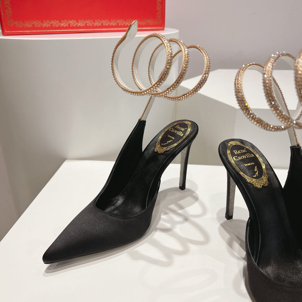 Zapatos de tacón con tira trasera y diseño de serpiente Cleo