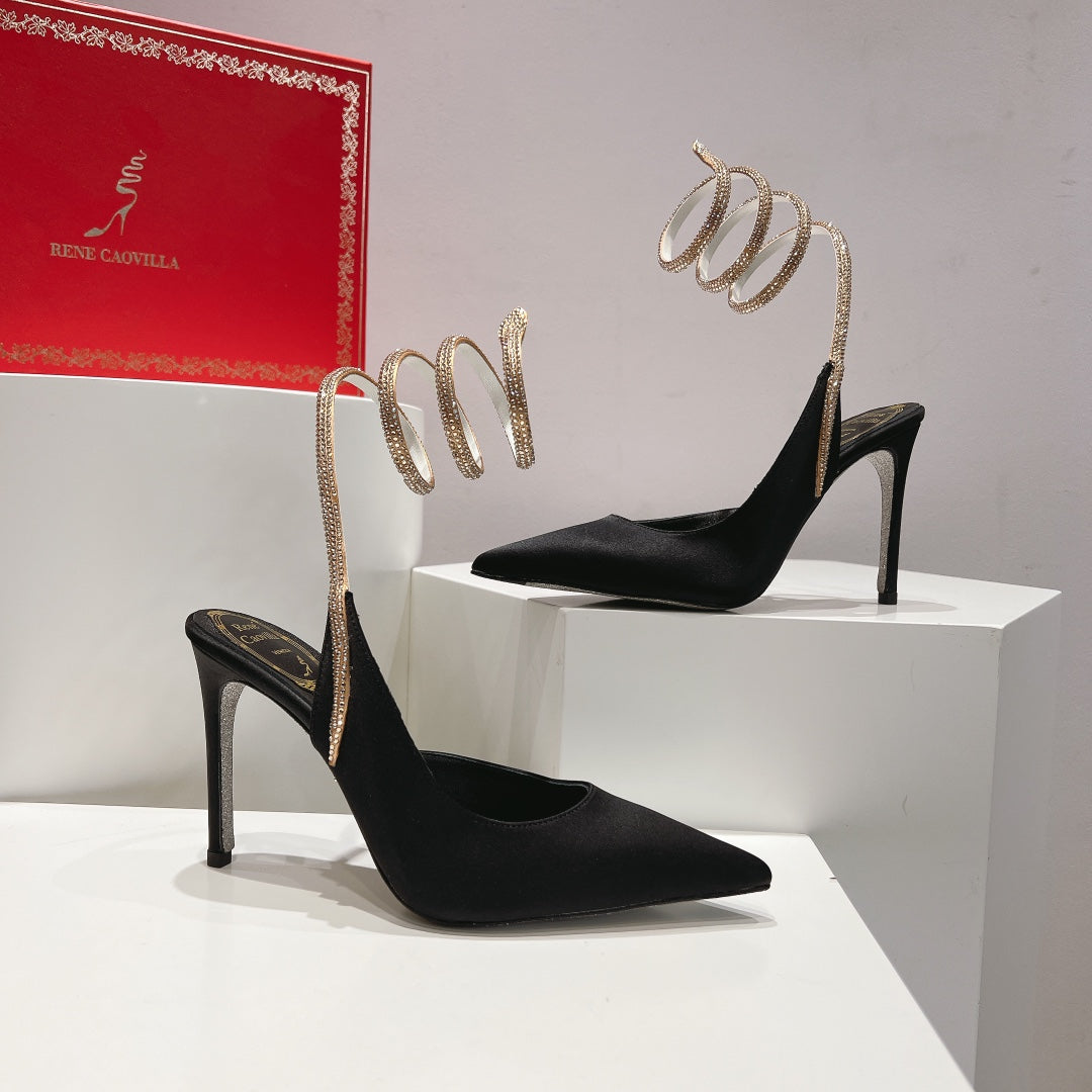 Zapatos de tacón con tira trasera y diseño de serpiente Cleo