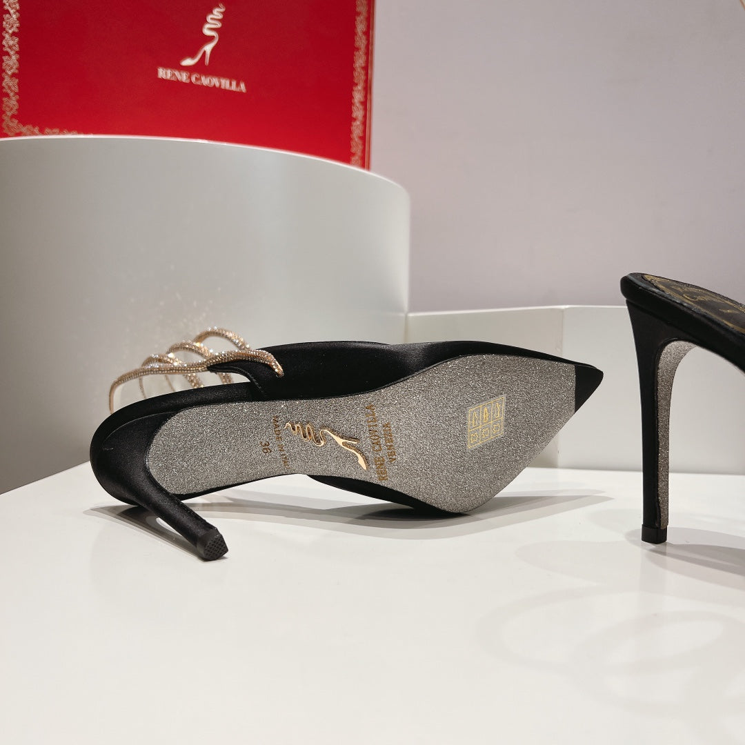 Zapatos de tacón con tira trasera y diseño de serpiente Cleo