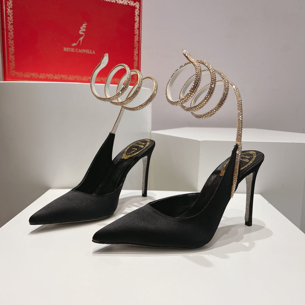 Zapatos de tacón con tira trasera y diseño de serpiente Cleo