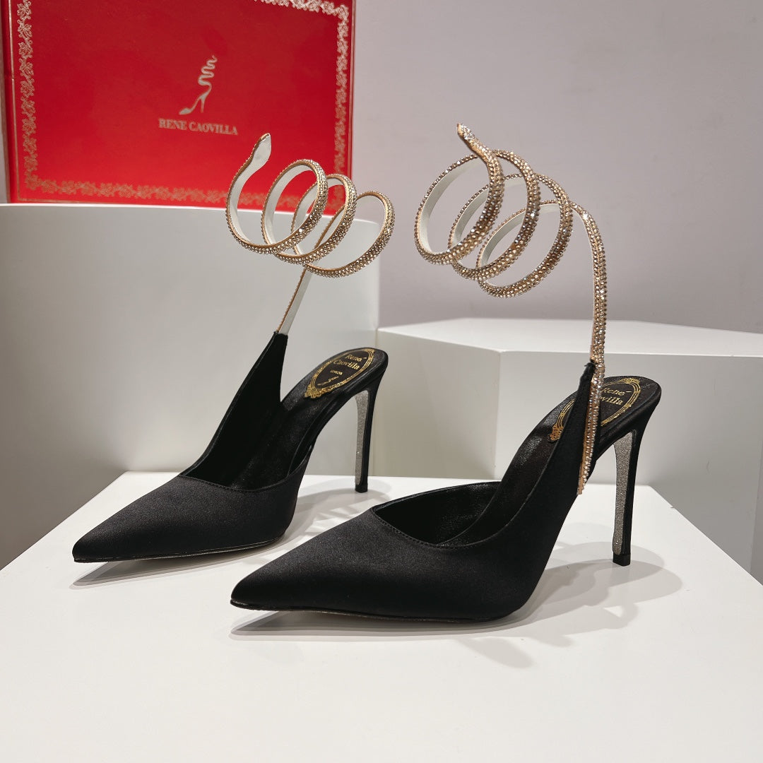 Zapatos de tacón con tira trasera y diseño de serpiente Cleo