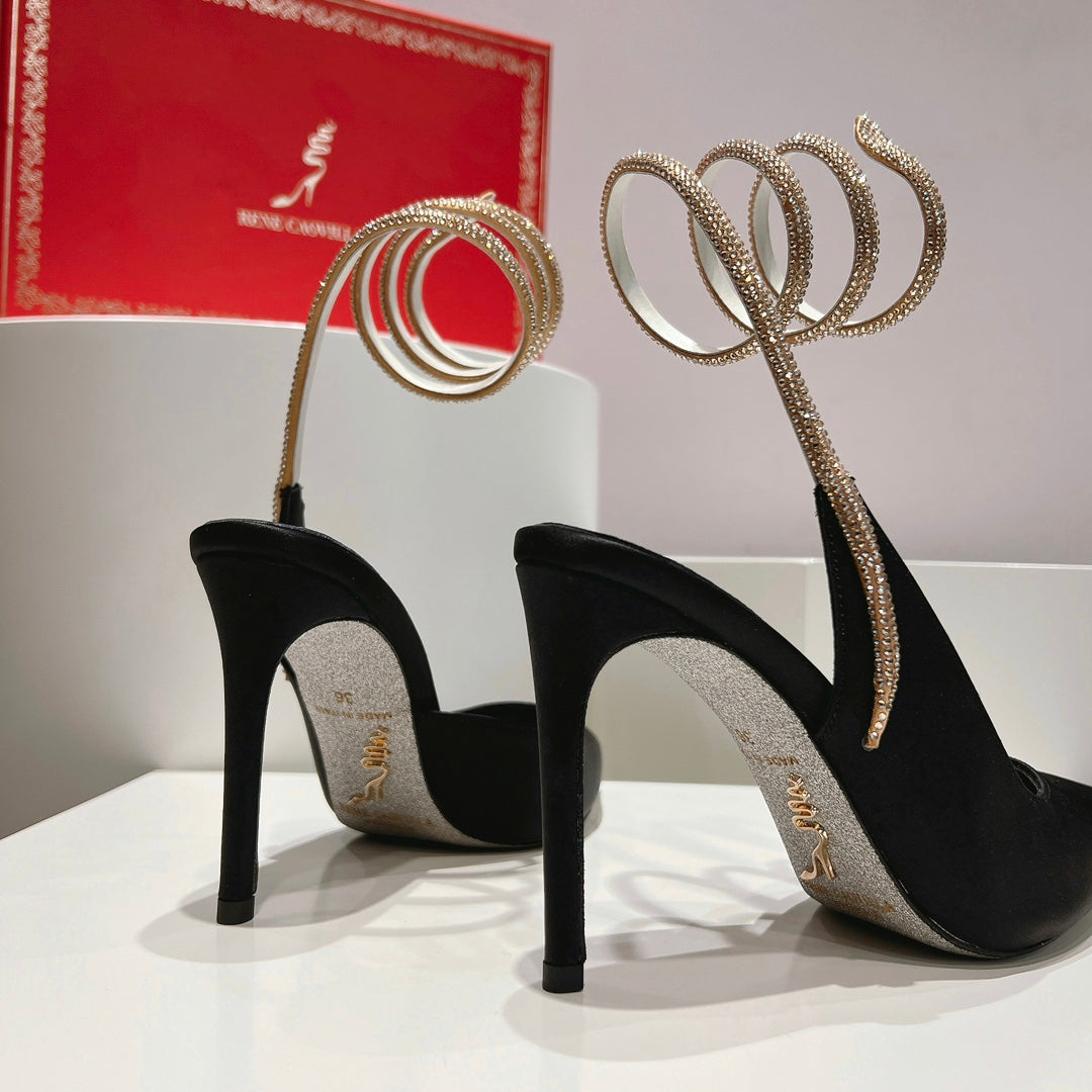 Zapatos de tacón con tira trasera y diseño de serpiente Cleo