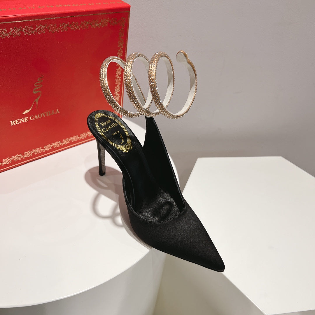 Zapatos de tacón con tira trasera y diseño de serpiente Cleo